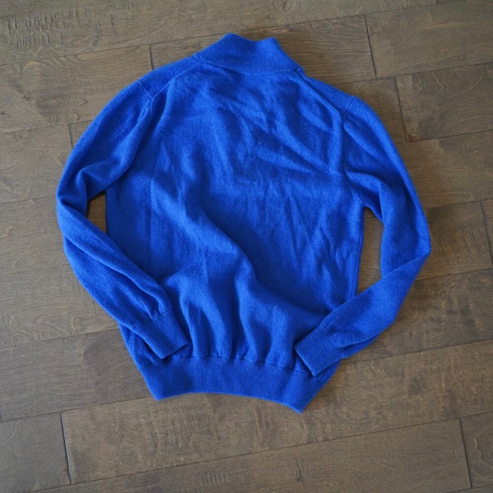 Mario Romano 100% Cashmere Quarter Zip Sweater Royal Blue Made in Italy SZ Small - Picture 6 of 6